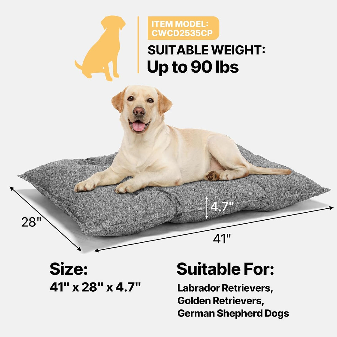 Veehoo Indestructible Dog Bed for Crate, Chew Proof Dog Pad, 35"x22"