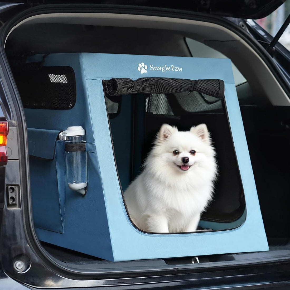 Metal Frame Dog Car Crate, Portable Pet Carrier for Medium Large