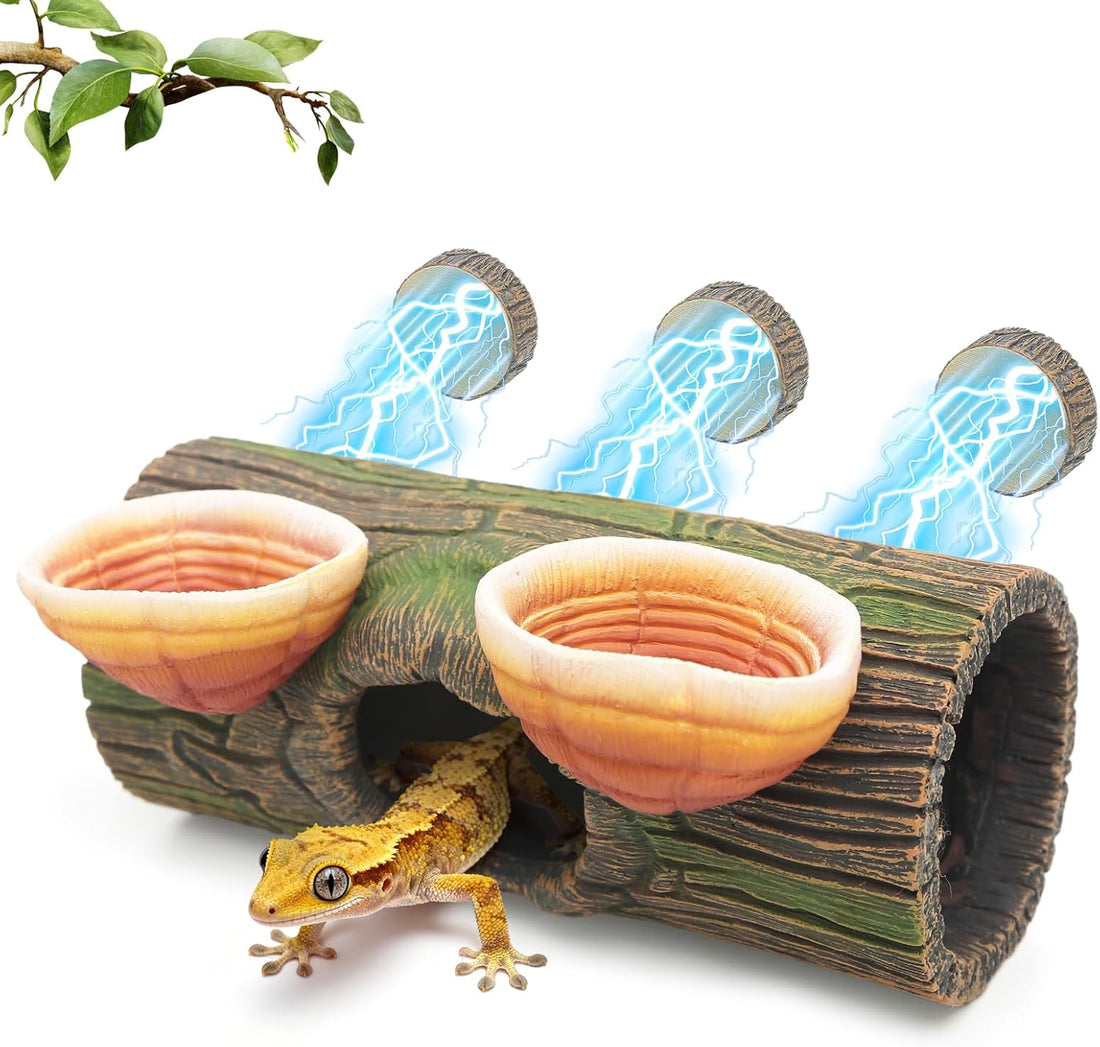 REPTITRIP Magnetic Crested Gecko Hideout - Resin Hollow Log Cave