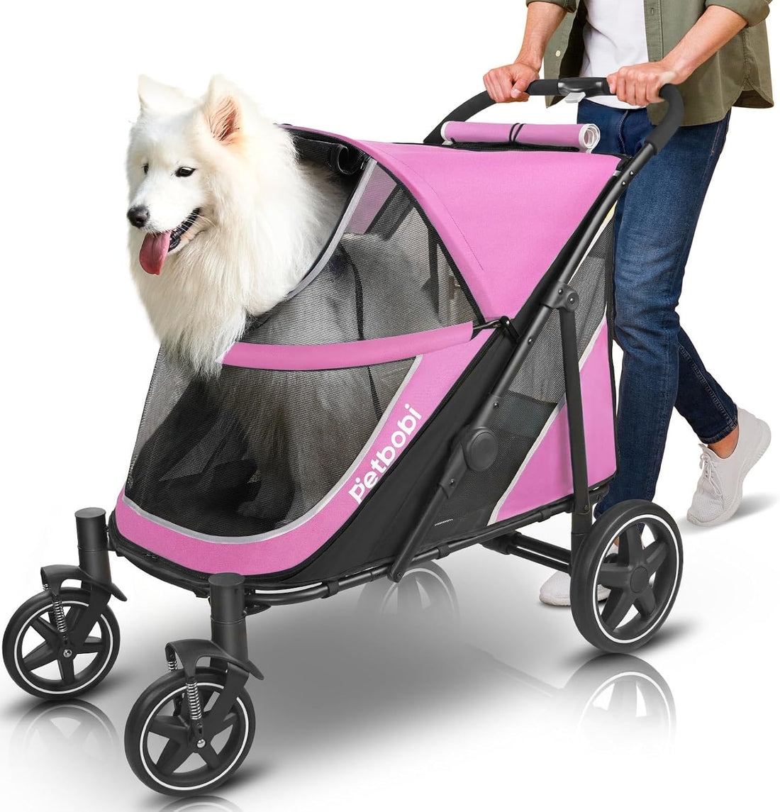 Petbobi Dog Stroller for Large Medium Dogs up to 80 lbs, Dual Entry