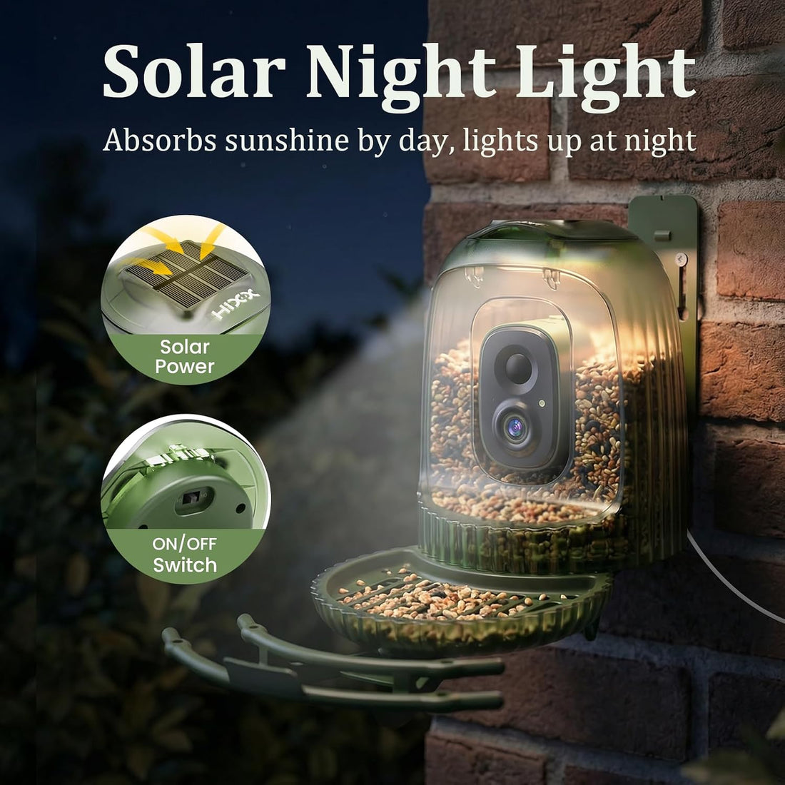 HIXX x COOLFLY Bird Feeder with Camera Solar Powered, Free AI Bird ID