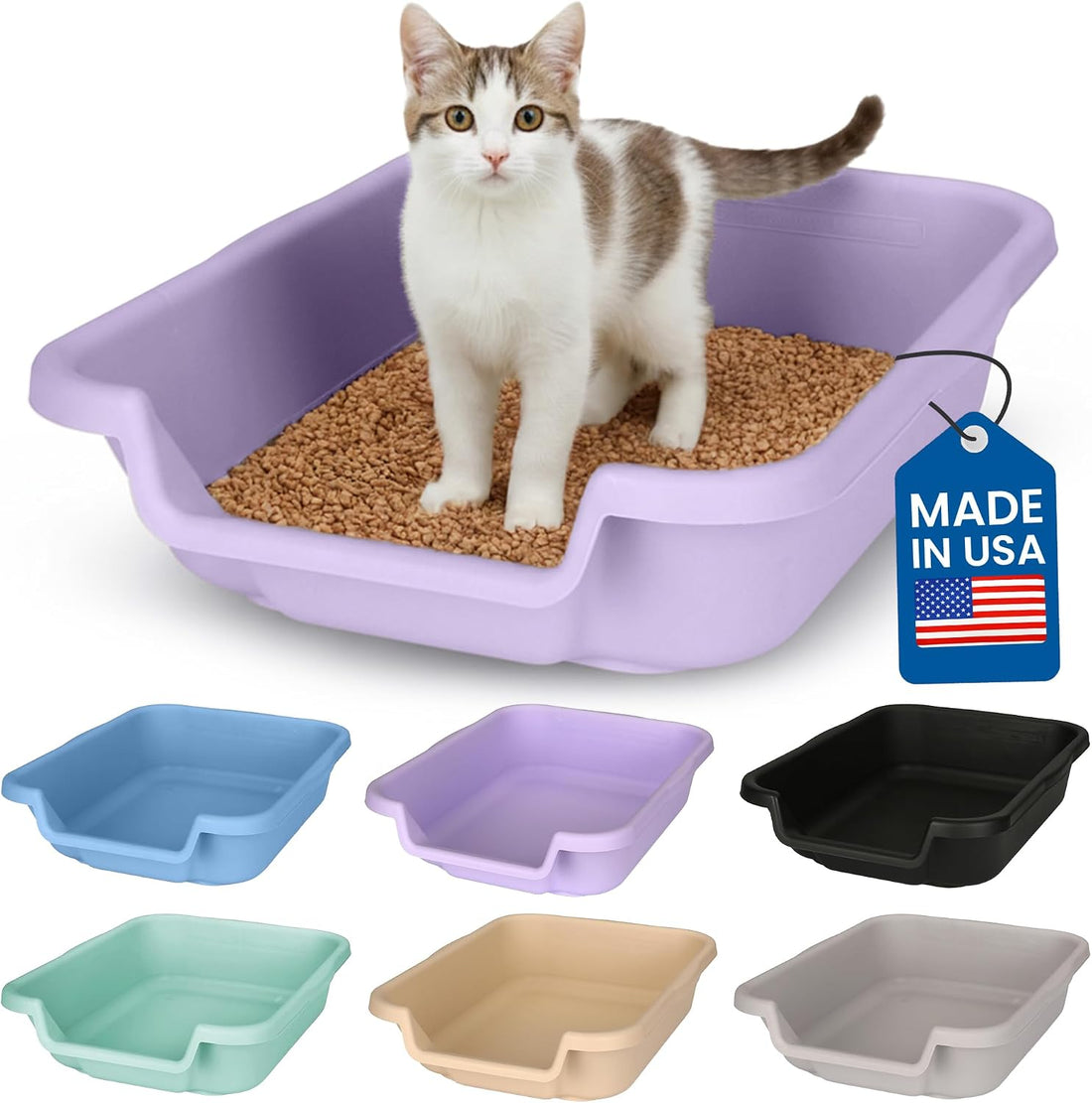 KittyGoHere Senior Cat Litter Box, Large Litter Pan, Beach Sand