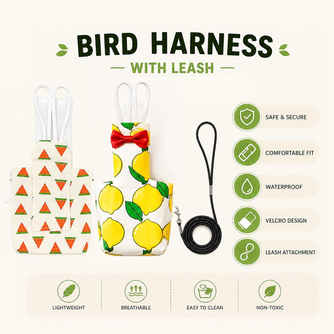 2Pcs Pigeon Diaper Pants Harness and Leash, Bird Diapers for Pigeons