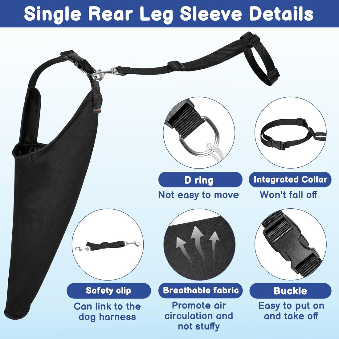 BARKLESS Single Dog Rear Leg Sleeve to Stop Licking