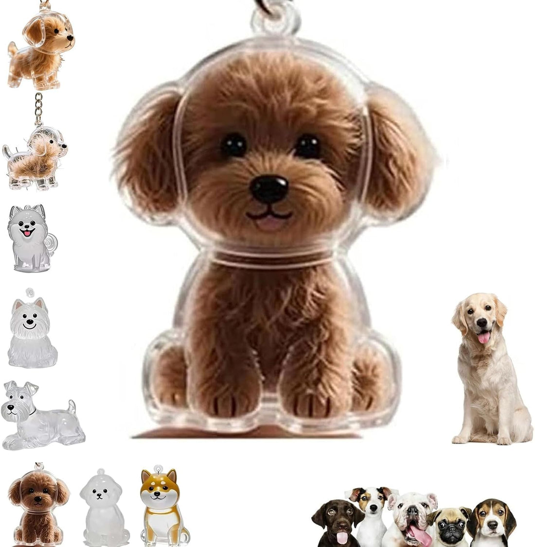 Dog Hair Collector Keychain Charm Memorial Storage Box,Pet Hairs