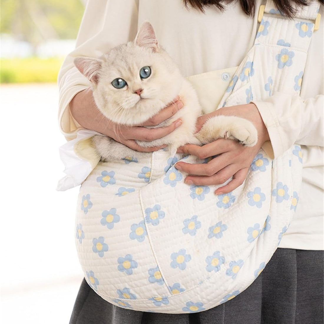 Floral Dog Carrier Sling for Cats & Small Dogs, 5-15Lbs, Medium