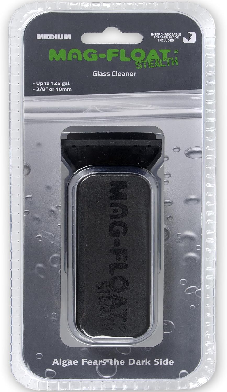 Mag-Float Medium Black Stealth Glass Magnet Aquarium Scraper Cleaner