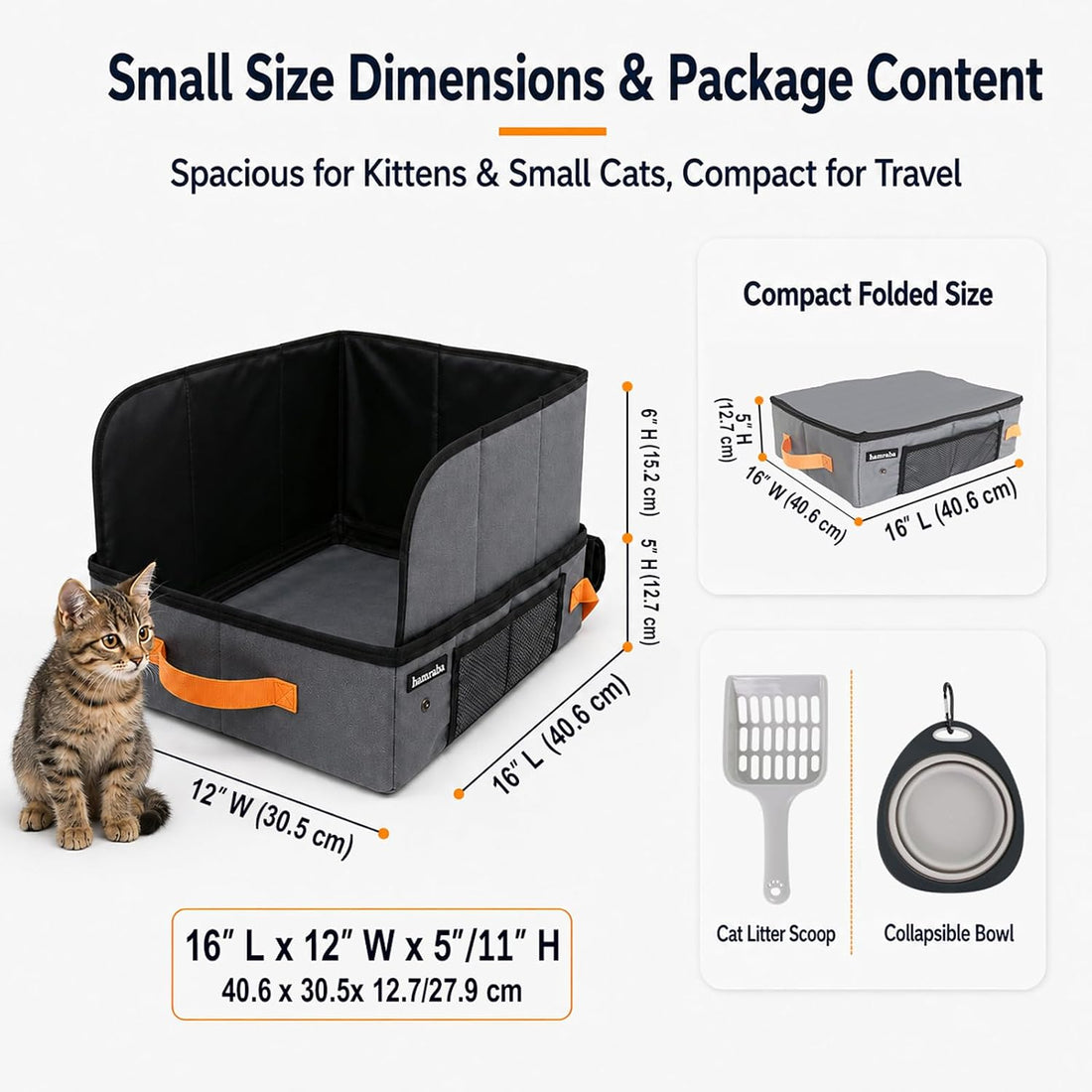 hamraba Large Travel Litter Box for Cats with High Side Shield