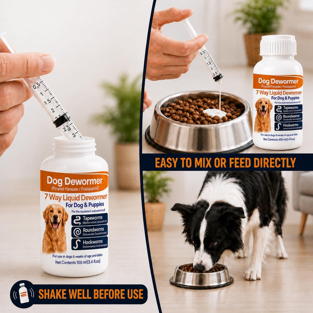 7 Way Dewormer for Dogs, Dog Dewormer for Tapeworm Roundworm