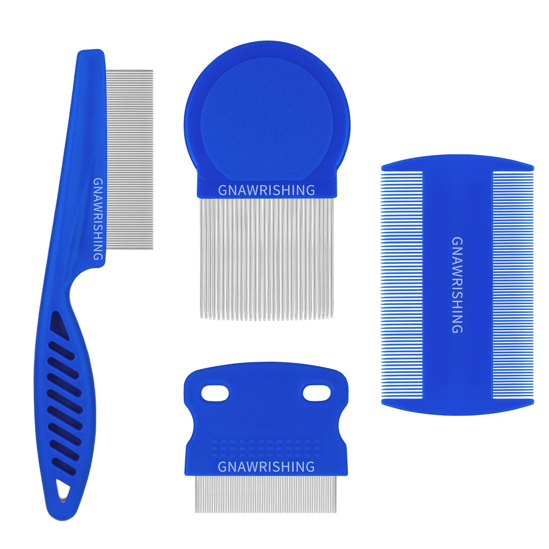 GNAWRISHING Flea Comb 4Pcs with High Strength Teeth Pet Tear Stain