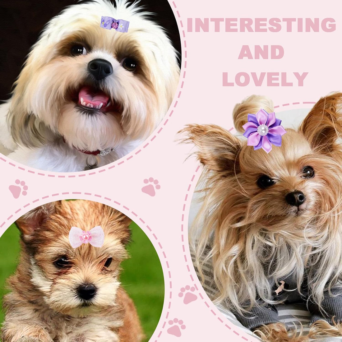 Naturahand 22 Pieces Cute Dog Hair Bows with Elastic Rubber Bands
