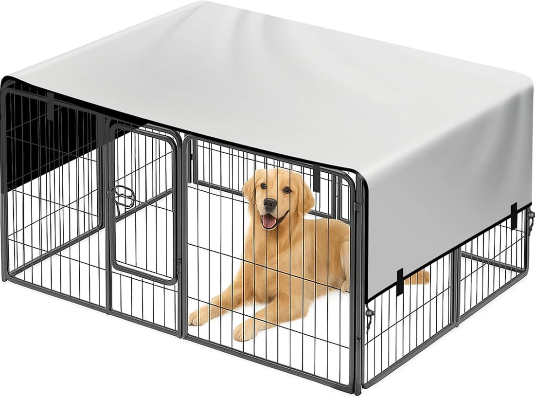 Dog Playpen Cover for 24" High 8-Panel Silvered Oxford,Playpen Not