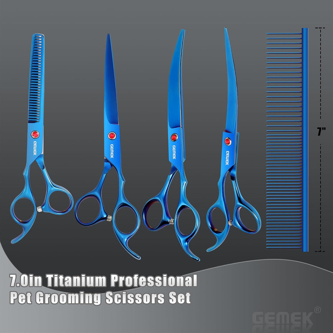 7.0in Titanium Dog Grooming Scissors Set