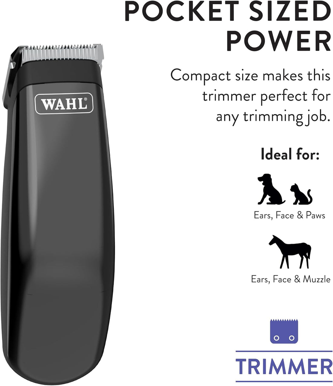 Wahl Professional Animal Super Pocket Pro Trimmer Kit, Black Chrome