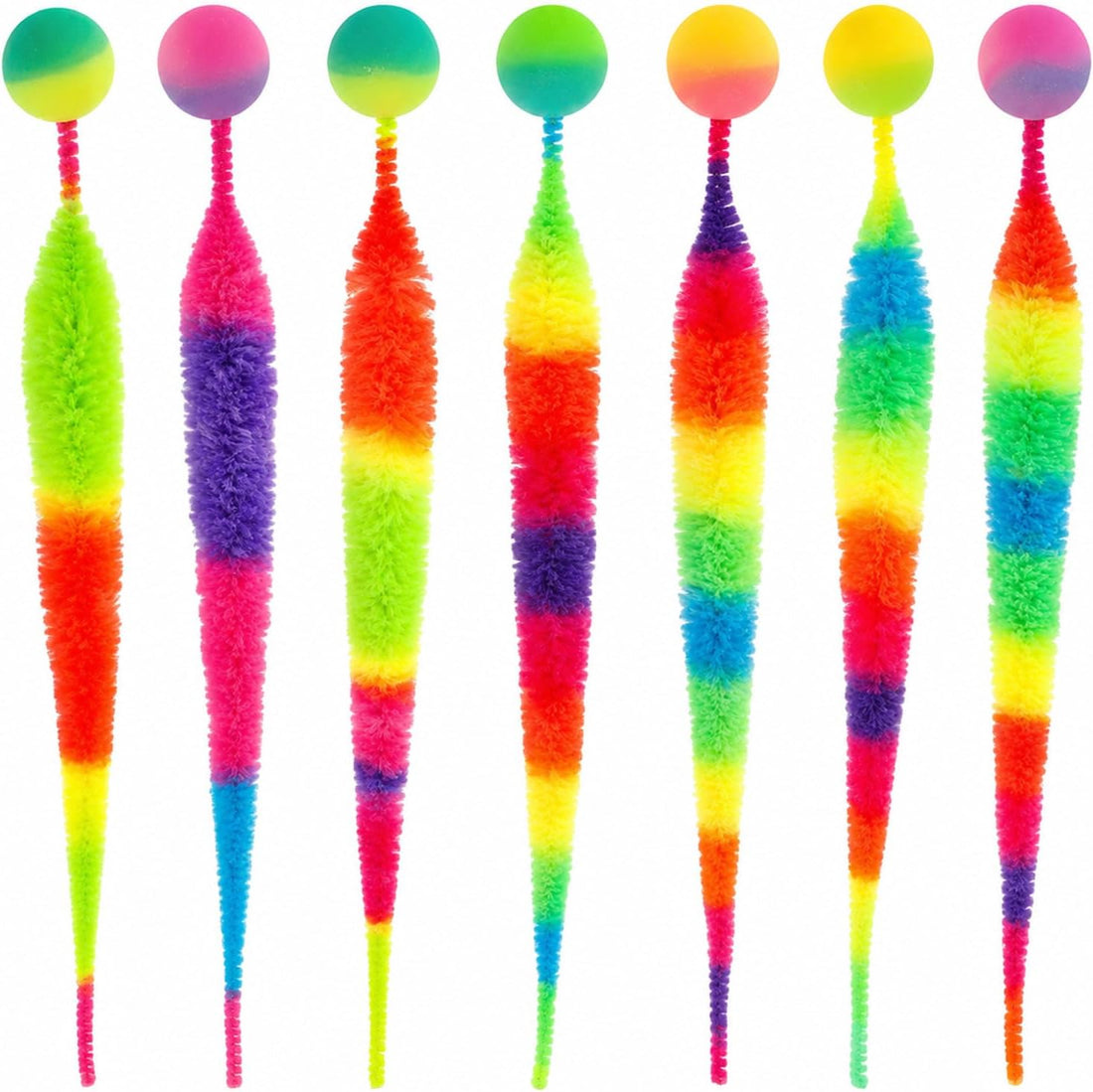7 Pack Cat Worm Toys Rainbow Worm with Ball for Cats