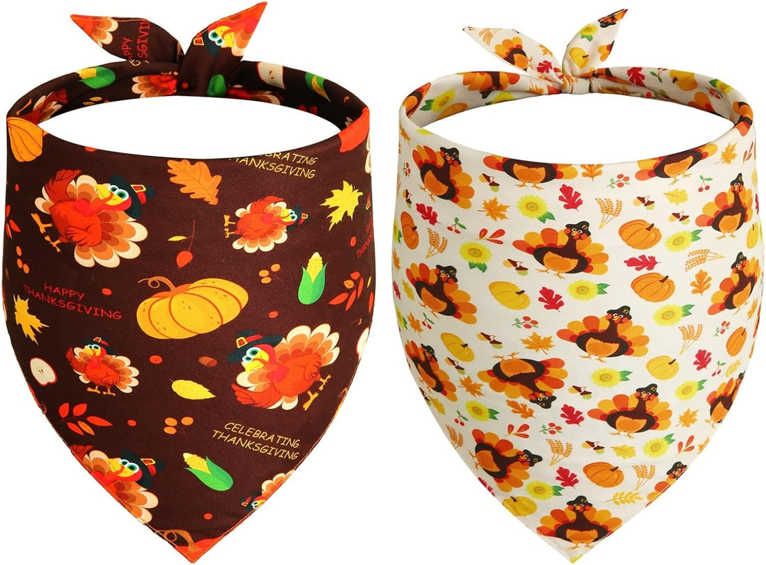 Halloween Dog Bandanas XLarge 2PCS, Fall Bibs for Boy and Girl