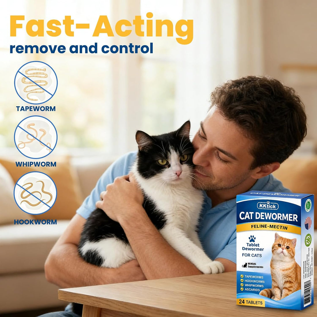 Cat Dewormer for Cats & Kittens, Dewormer Tablets