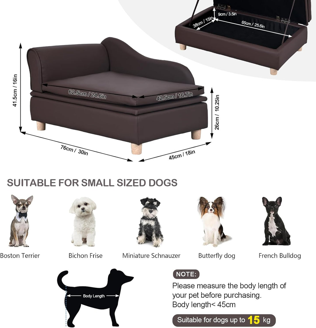 PU Leather Dog Sofa and Chair with Storage