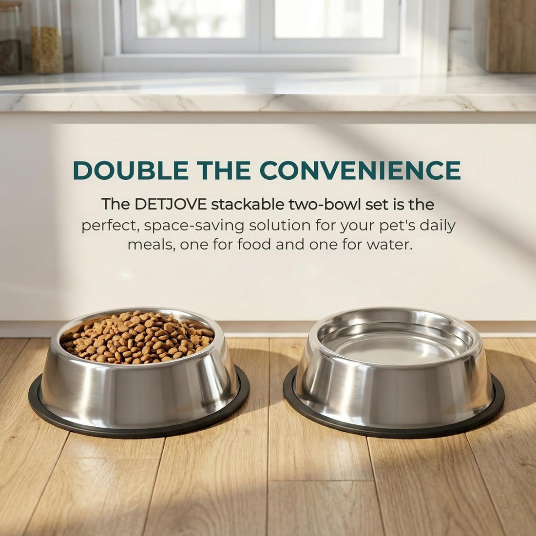 No-tip Stainless Steel Dog Bowls, 54oz, 2-Pack