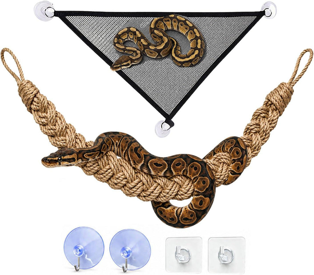 Snake Enclosure Accessories, Climbing Rope & PVC Hammock Set