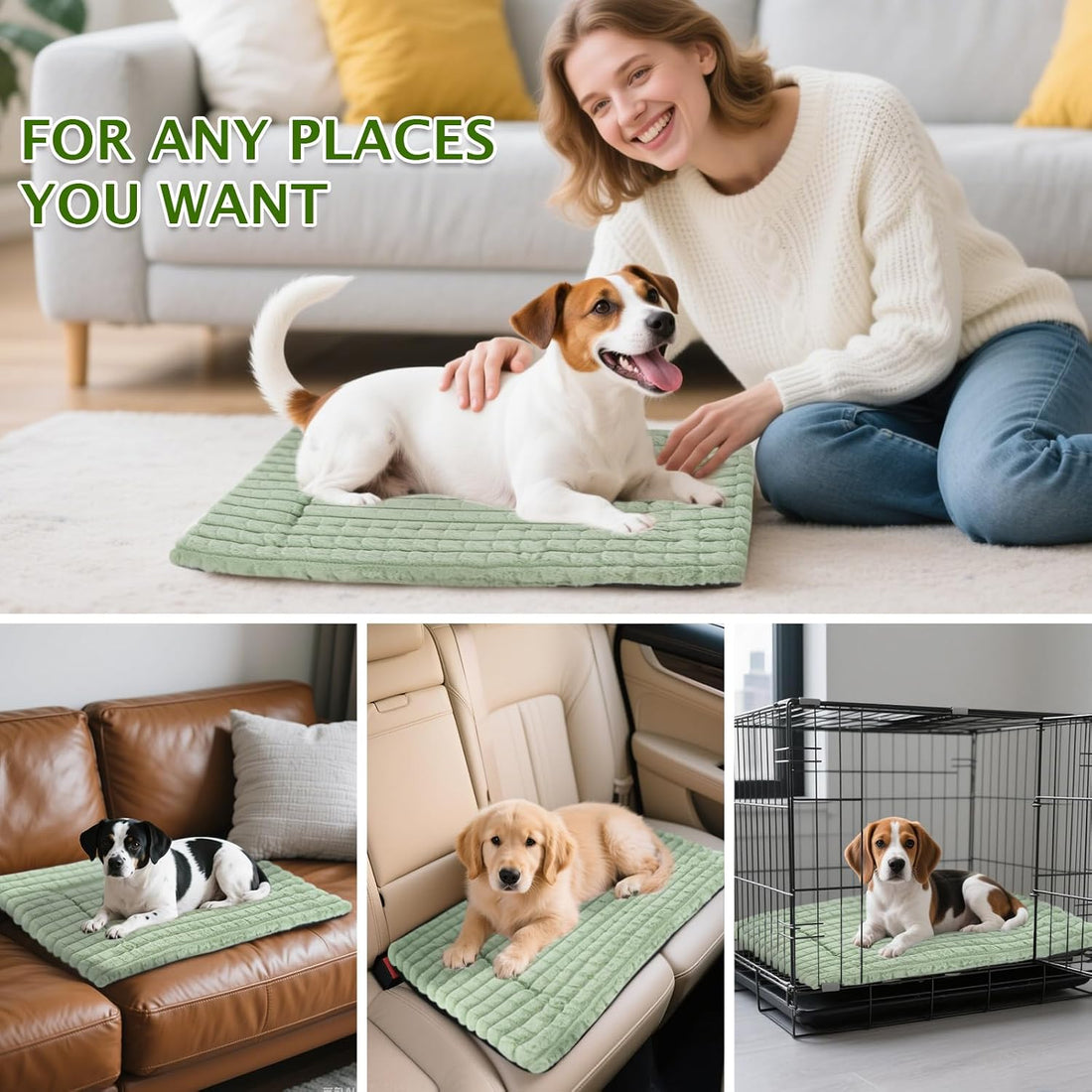 BVAGSS Dog Bed Washable Crate Mattress,Anti-Slip Memory Foam Soft