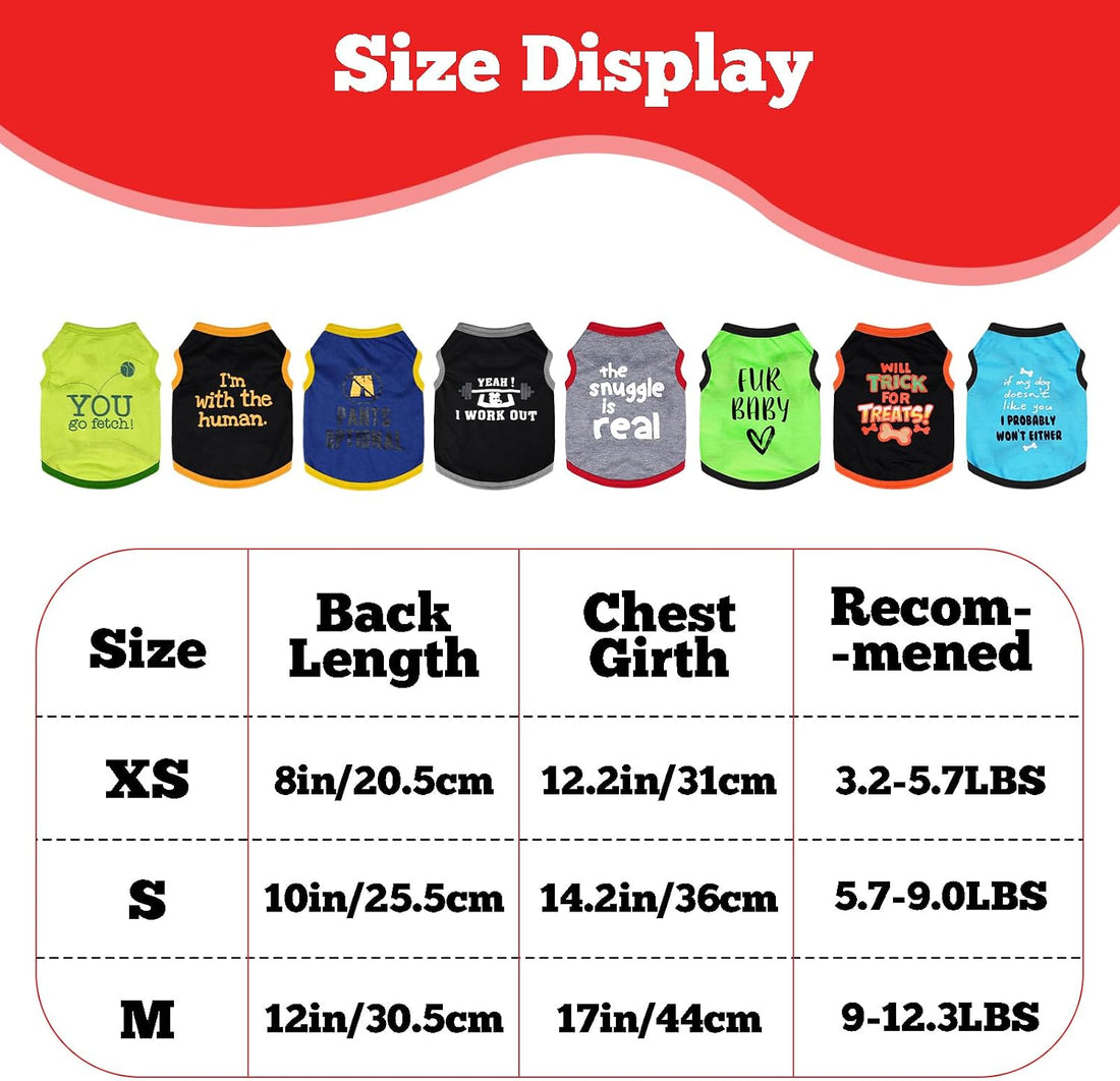 hoyuwak 8 Pieces Pet Shirts Funny Dog Printed Clothes Dog Sleeveless
