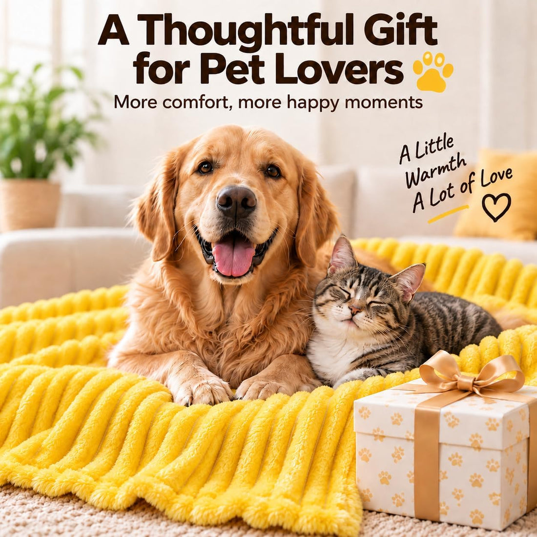 Yellow Dog Blanket Emotional Support Blanket for Dogs
