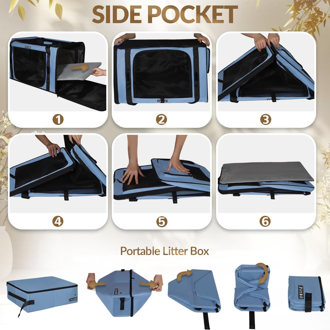 Petskd 26"x17"x17" Extra Large Cat Carrier with Litter Box