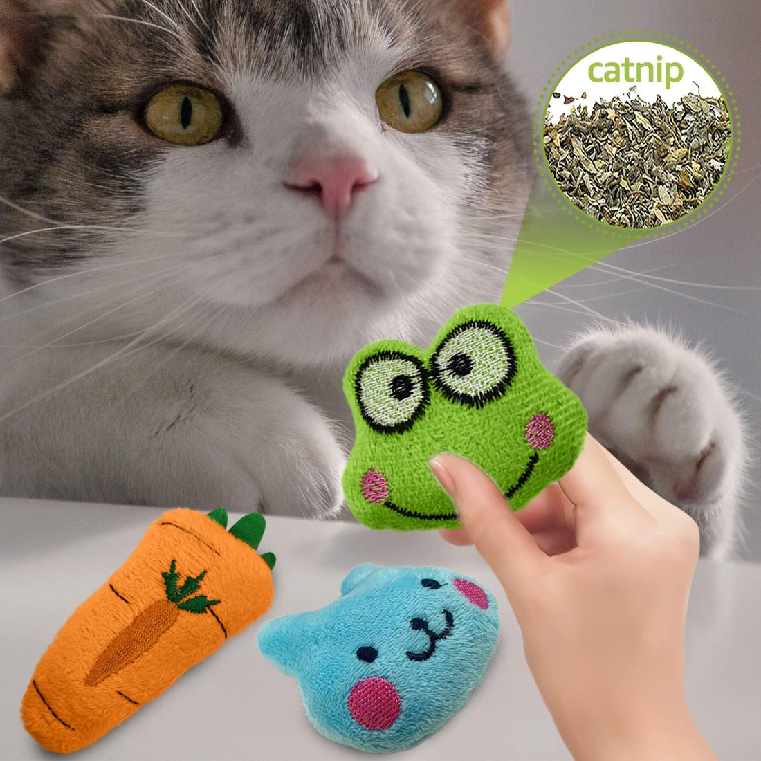 Kidpet 12 Pack Catnip & Silvervine Cat Toys — Organic Catnip Balls