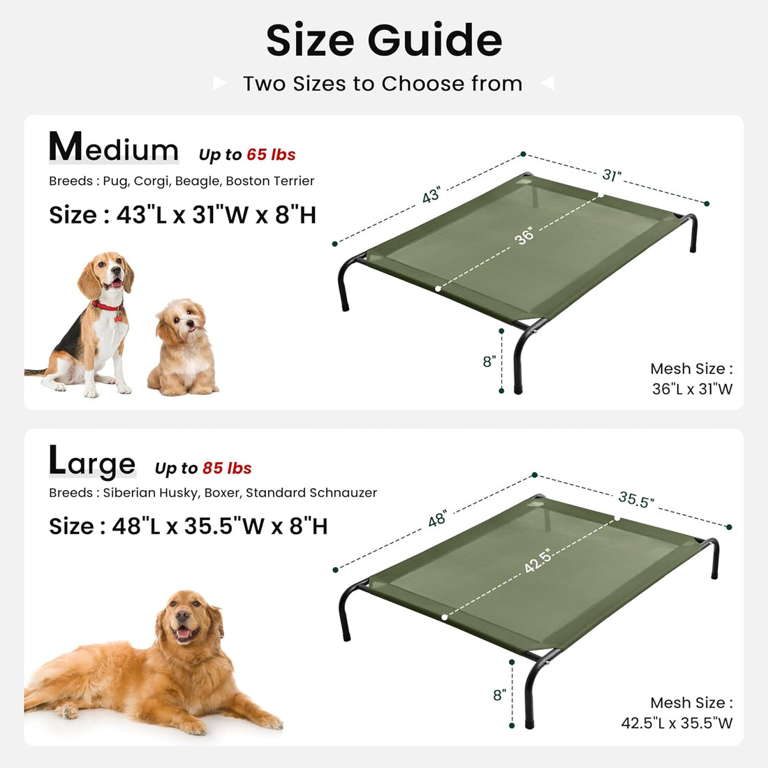 Love's cabin Elevated Cooling Dog Bed for Large Dogs
