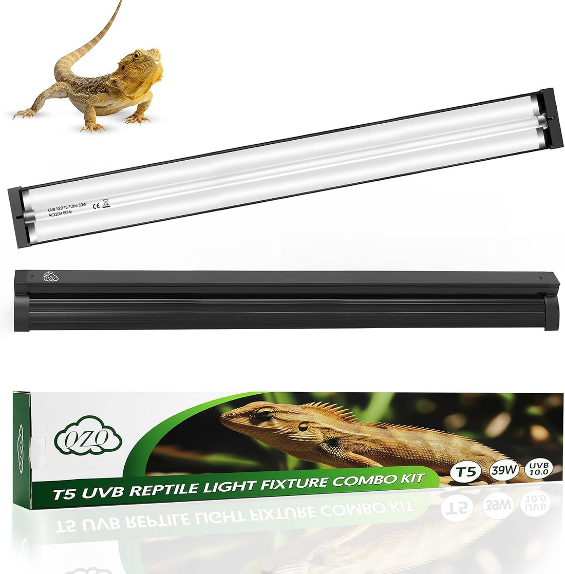 QZQ T5 10.0 UVB Reptile Light Fixture Combo Kit 8W