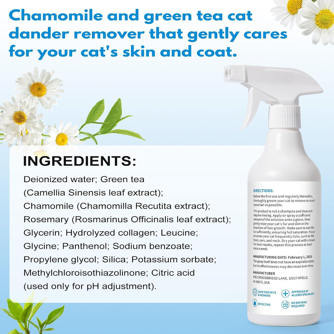 Cat Allergen Spray, Cat Allergy Relief for Humans