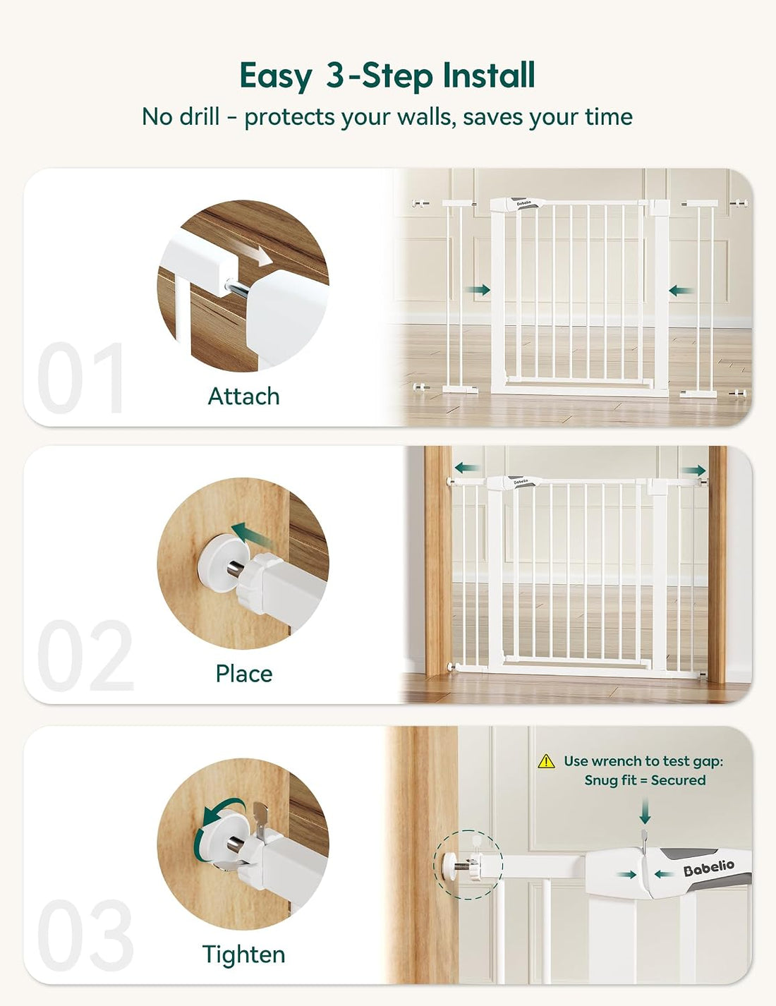 BABELIO Safety Gate Door Fits for Stairs