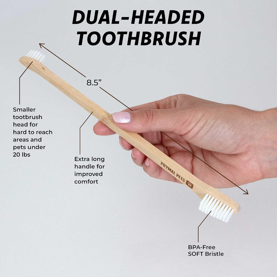 Prymal Pets Dog Toothbrush I 4-Pack Two Sided Bamboo Toothbrush