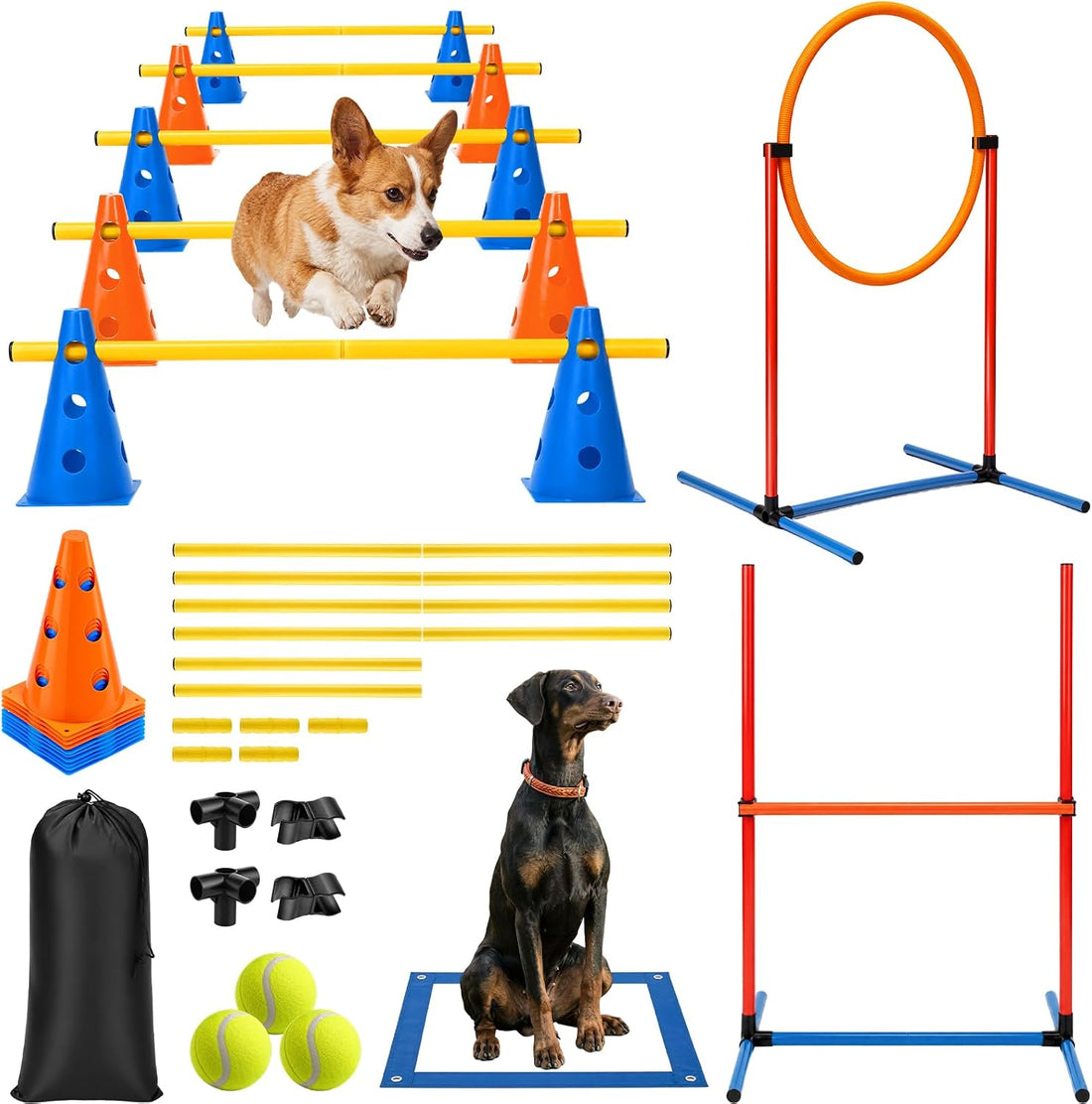 Junkin 27 Pcs Dog Agility Course Equipment Set
