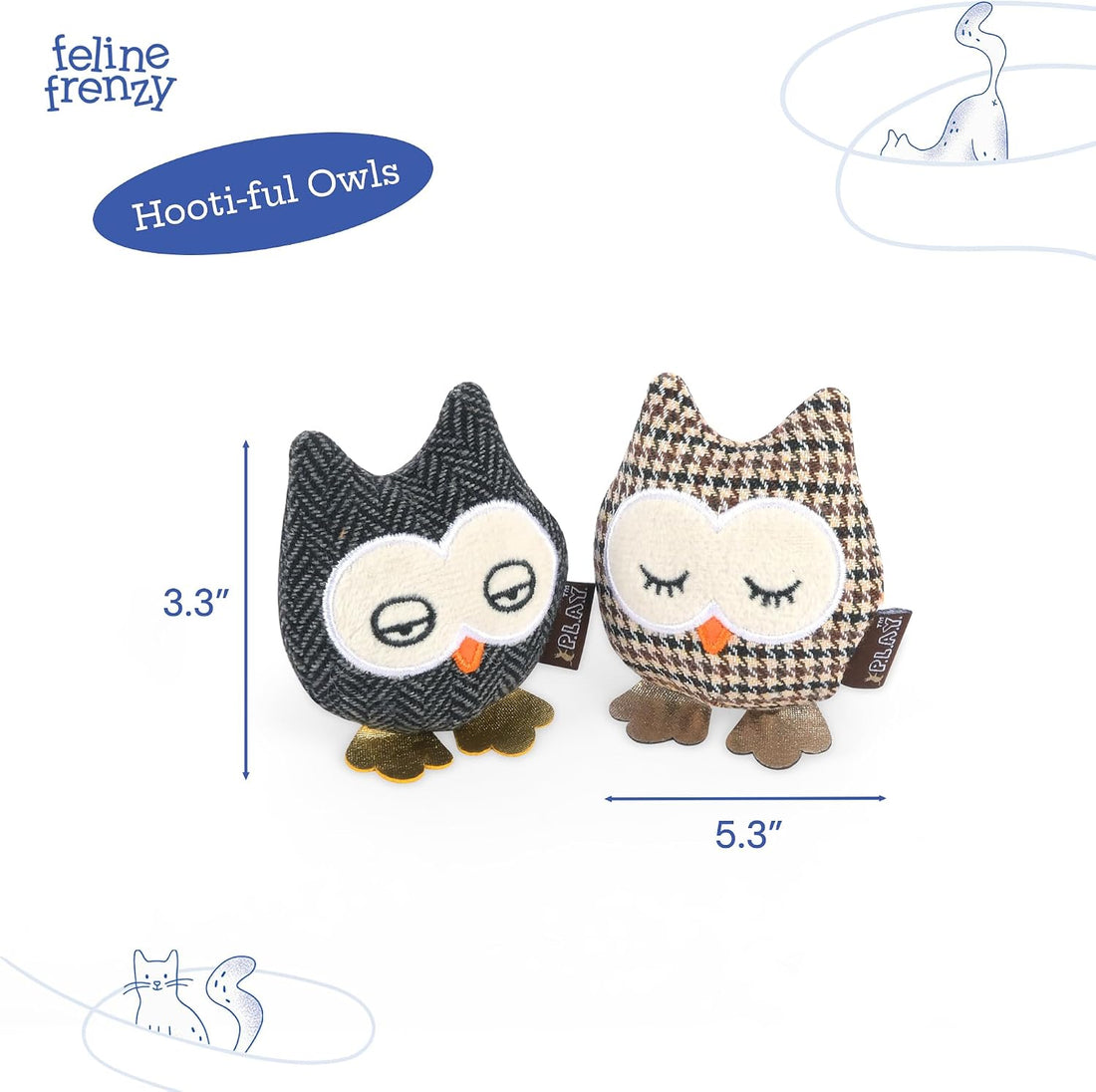 P.L.A.Y. PET Lifestyle and You Feline Frenzy HOOTIFUL Owls Plush