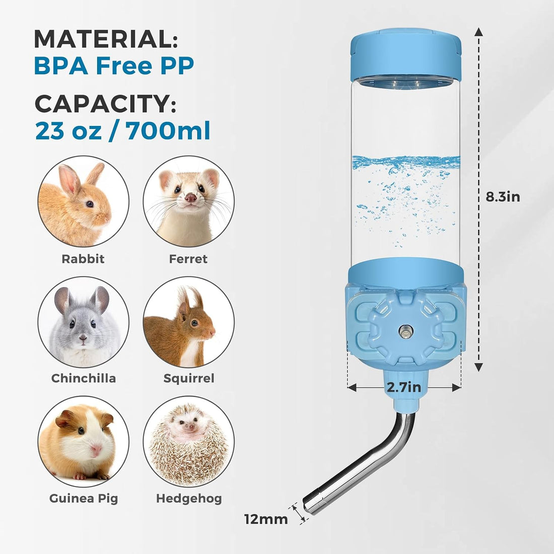 Vannon Top Fill Small Animal Water Bottle, 23 oz BPA-Free