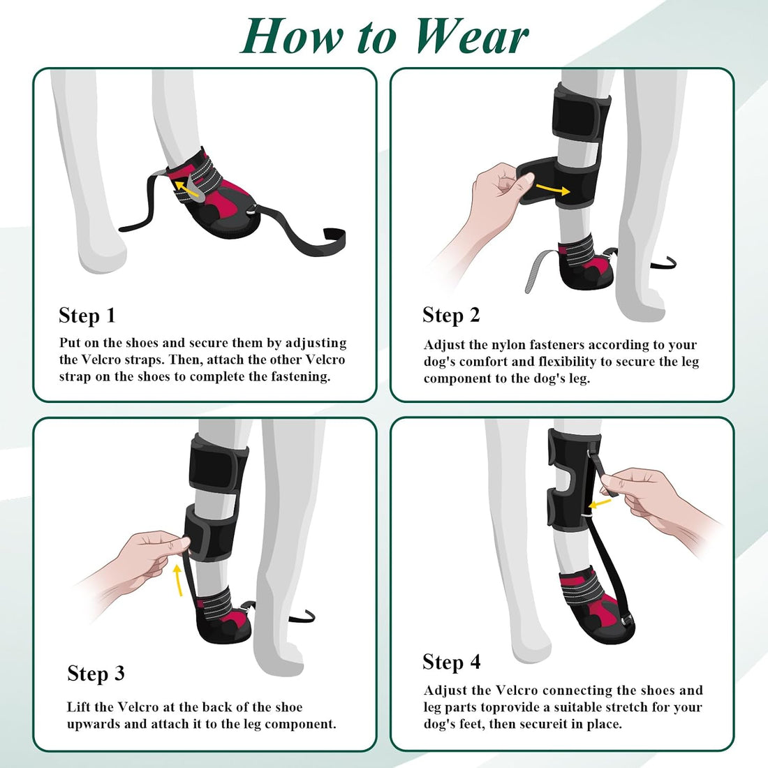 Strap-On Drop Foot Brace (No Knuckling Boot Brace) for Dogs, M