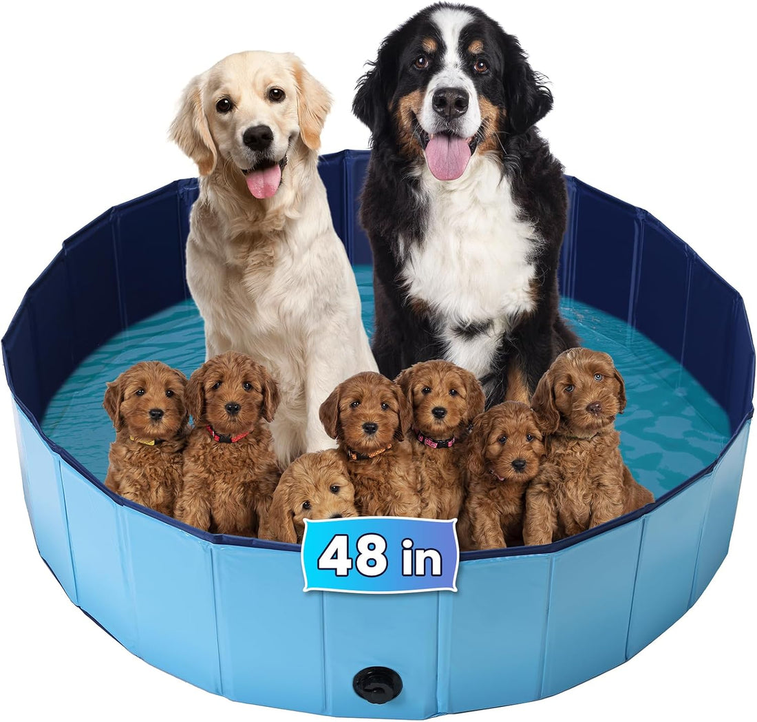 Large Foldable Dog Swimming Pool Pool, 47.2" x 11.8", Whelping Box