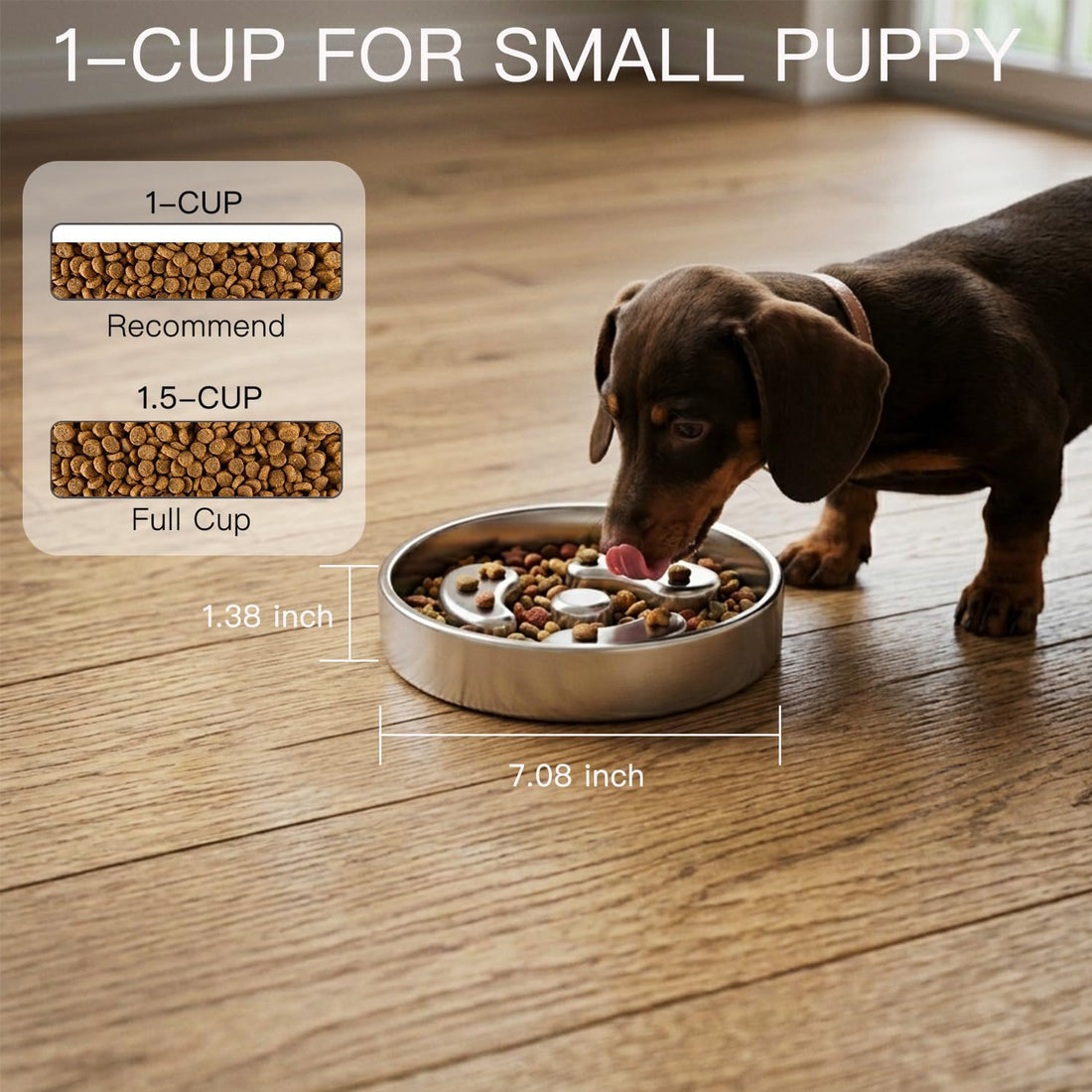 Slow Feeder Dog Bowls, 1Cup for Small Puppy, 1Pack