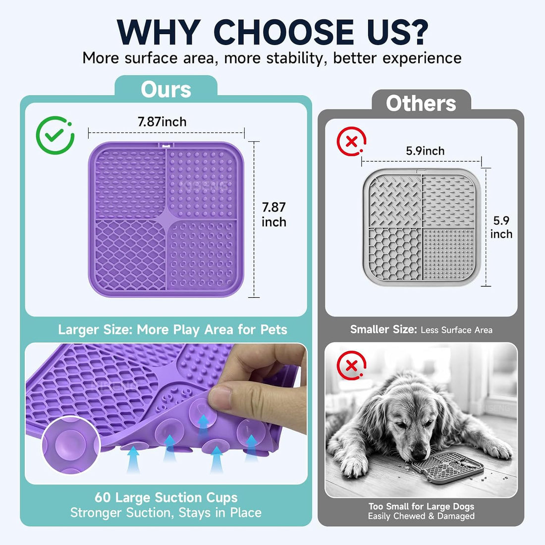 KISENGT Lick Mat for Dogs and Cats, Suction Cups, Slow Feeder, 4Pack