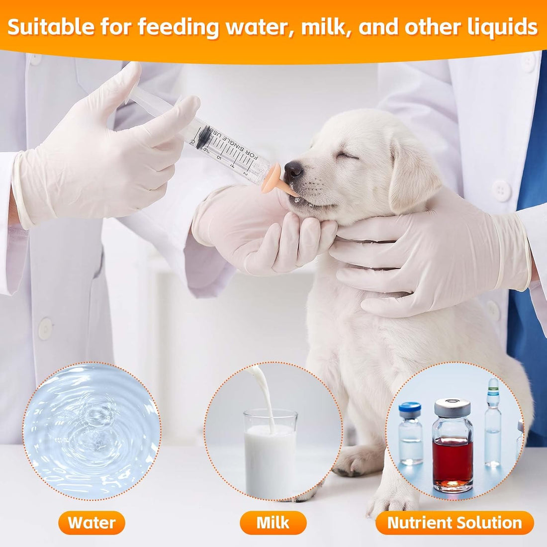 Pet Nursing Kit, Silicone Pet Feeding Set with Bottle Liquid Syringes