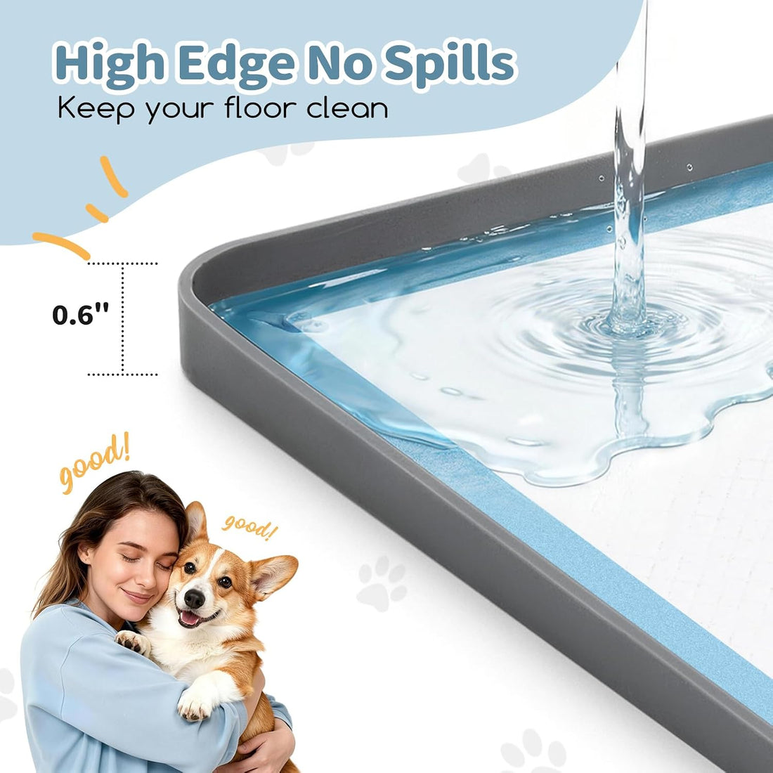 Pee Pad Holder for Dogs,25 x 36 Inch Dog Potty Tray with Silicone