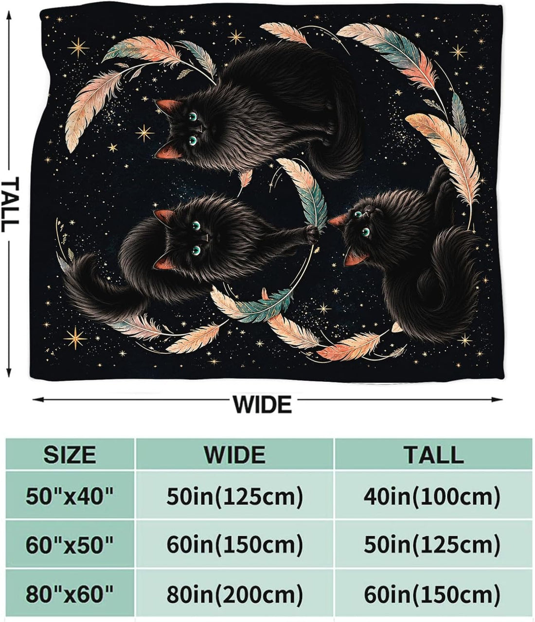 Black Cat Blanket for Cat Lovers Cat Throw Stuff Gifts