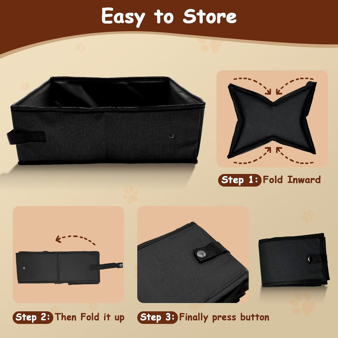 Folding Travel Litter Box for Cats, Portable Waterproof Cat Litter Box