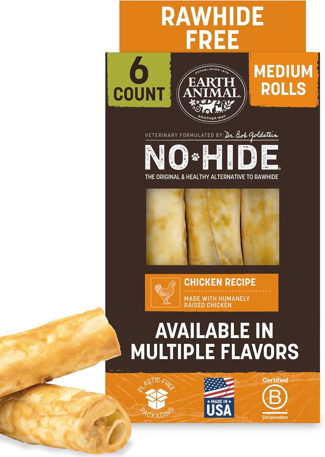 Earth Animal No Hide Chews - Long Lasting Rawhide Free Medium Dog