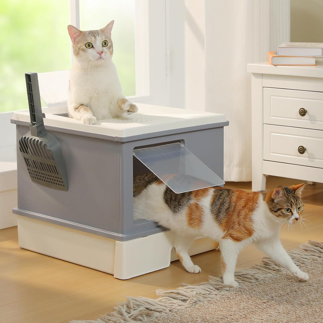 PEQULTI 88L Cat Litter Box with Lid
