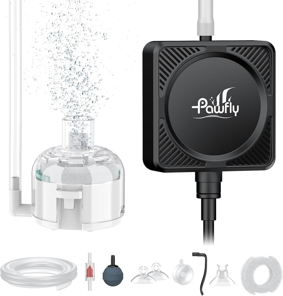 Pawfly Nano Silent Aquarium Air Pump, Mini Bubbler with Accessories