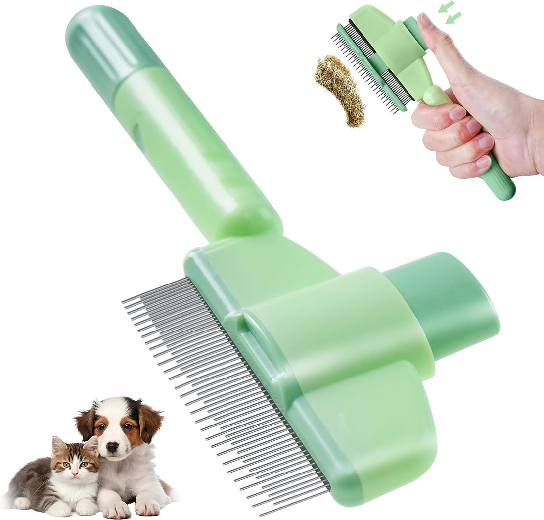 Pet Hair Removal Comb,New Cat Brush with Release Button,Pet Grooming