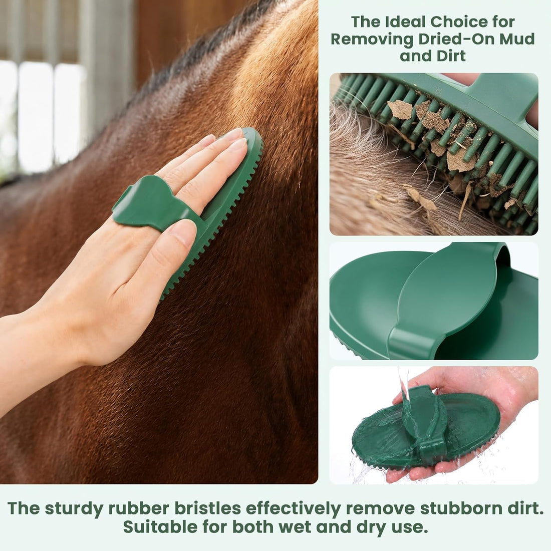 Rubber Curry Comb for Horse Ergonomic Handle Curry Brush for Dogs